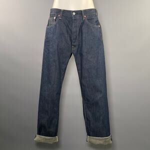45rpm Straight Leg Cotton Jeans Blue Size L
